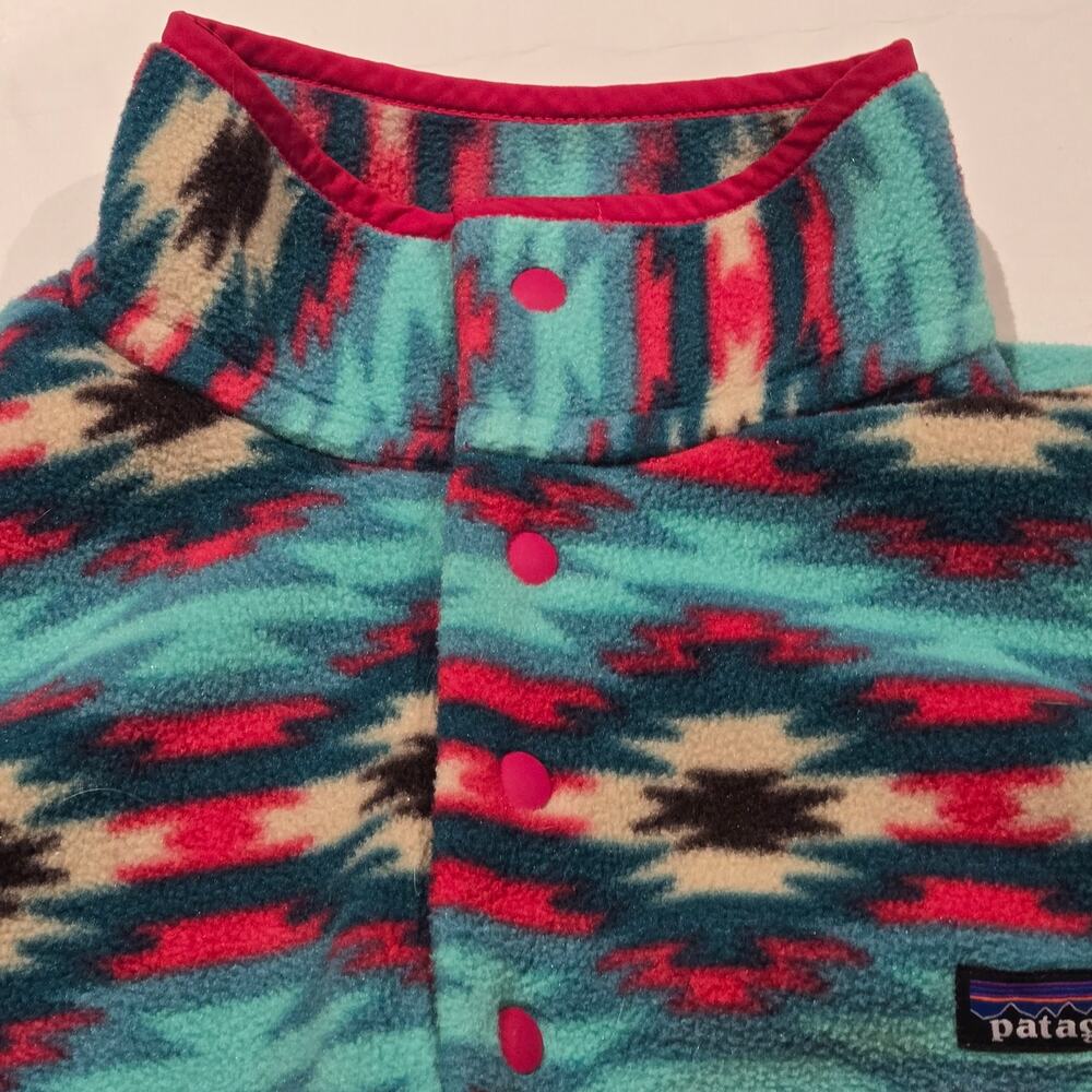 Patagonia Synchilla Snap-T Fleece Pullover Southwest Aztec Geometric Teal, XS - Picture 4 of 10
